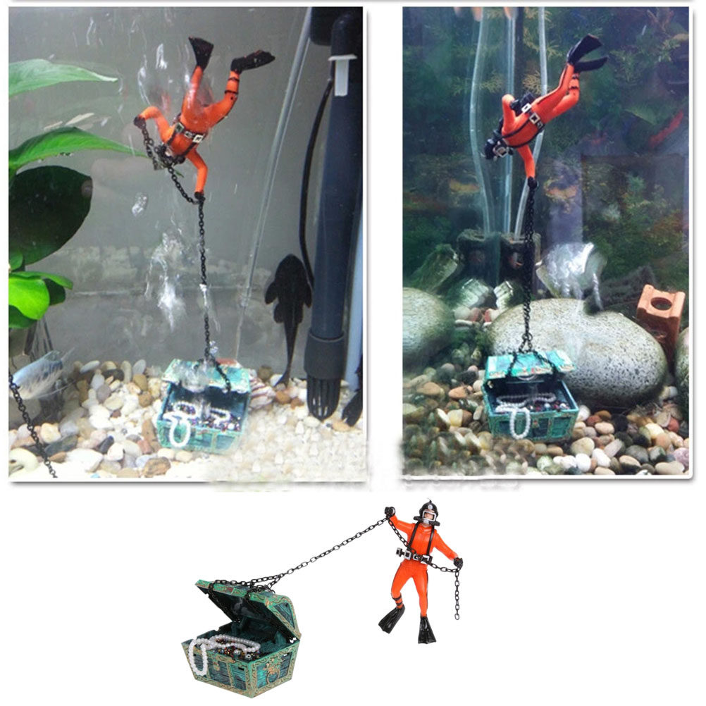Aquarium Fish Unique - Ornamen Akuarium Ikan Penyelam Oranye, Dekorasi