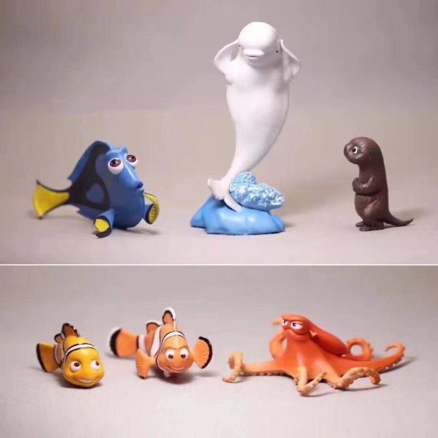 Lucu 6 Buah Boneka Patung Duni - Aquarium Fish Dolphin ulasan dan harga