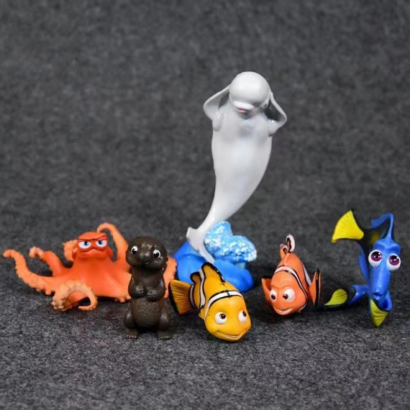 Lucu 6 Buah Boneka Patung Duni - Aquarium Fish Dolphin ulasan dan harga