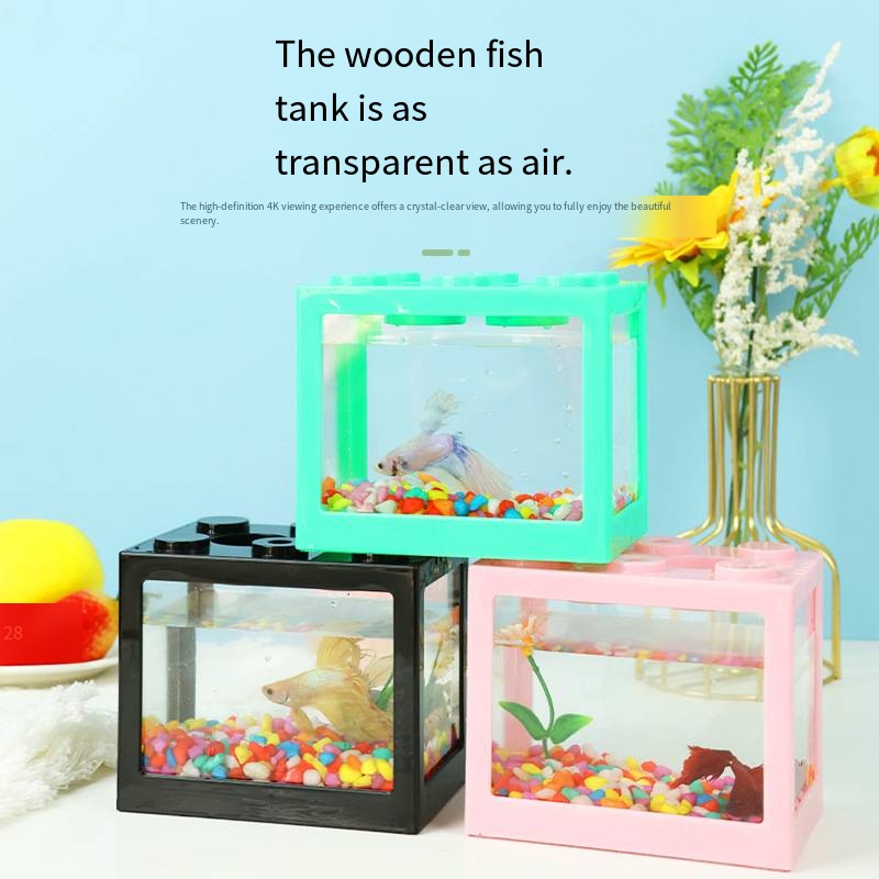 Akuarium Mini Bentuk Blok Unik - Aquarium Fish Goldfish ulasan dan harga
