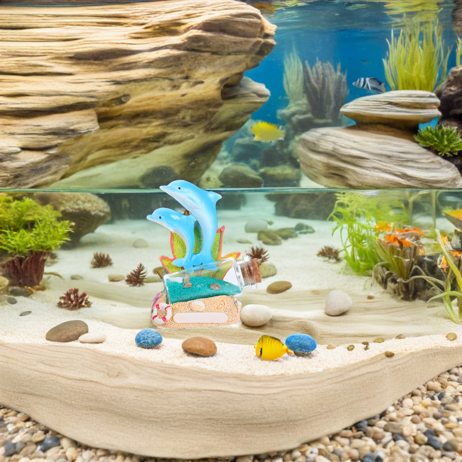 Patung Lumba-lumba Botol Apung - Aquarium Fish Dolphin ulasan dan harga
