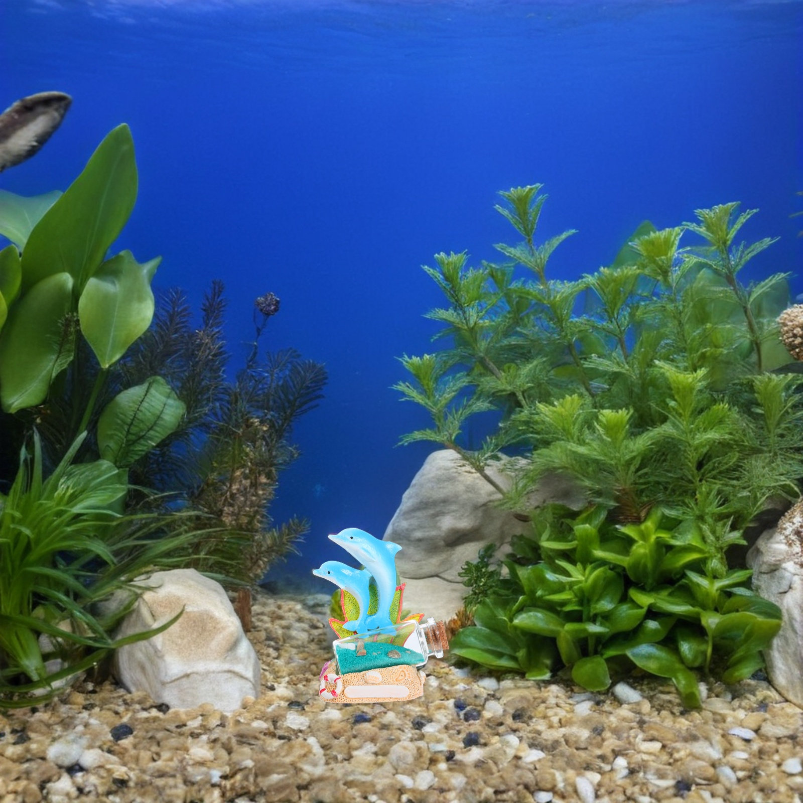 Patung Lumba-lumba Botol Apung - Aquarium Fish Dolphin ulasan dan harga