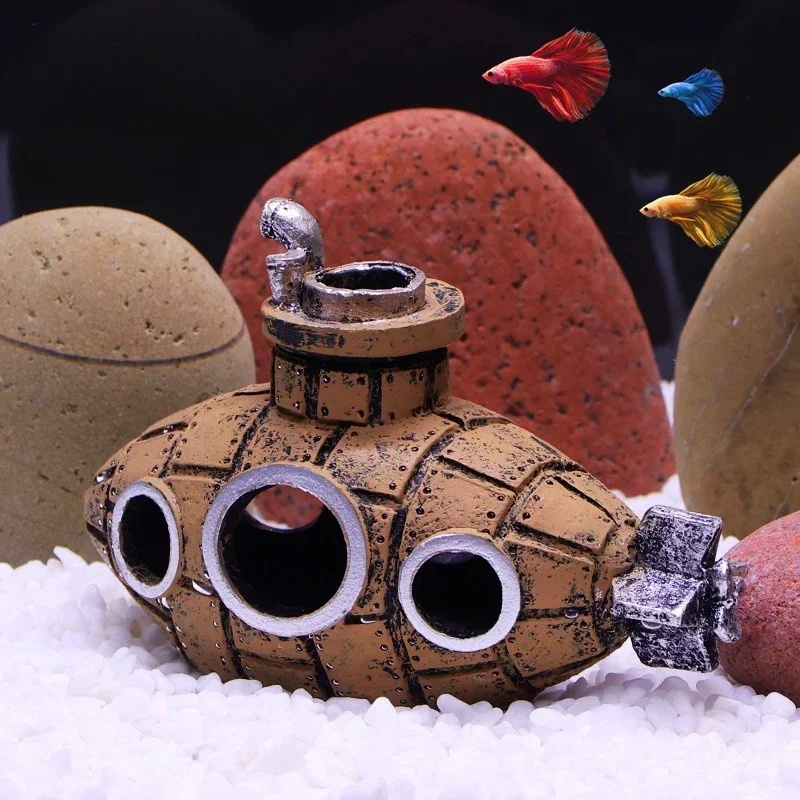 Ornamen Kapal Selam Resin Deko - Aquarium Fish Hiding Places ulasan dan harga